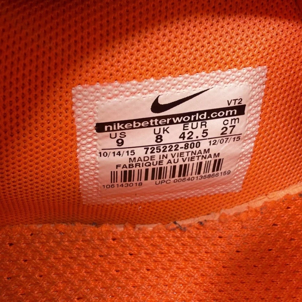 Nike Air Max 90 Ultra Breathe 725222-800 Mens 9 Running Shoes Orange Sneaker